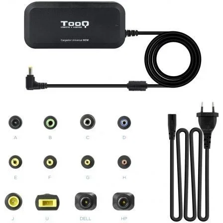 TOOQ Cargador Universal 90W con 12 Conectores y Puerto USB TQLC-90BS02M